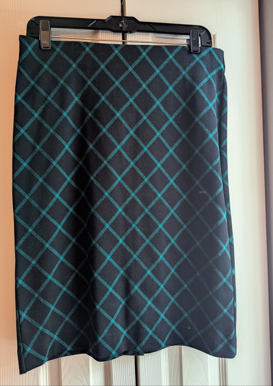 Ann Taylor| Black & Teal Windowpane Skirt